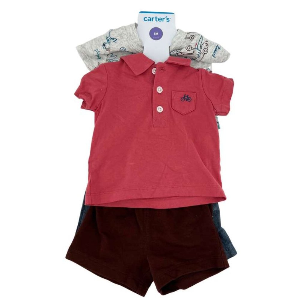 Carter's | Boy's Summer Clothing Set | 4 Pieces | Pink & Brown | Various Sizes